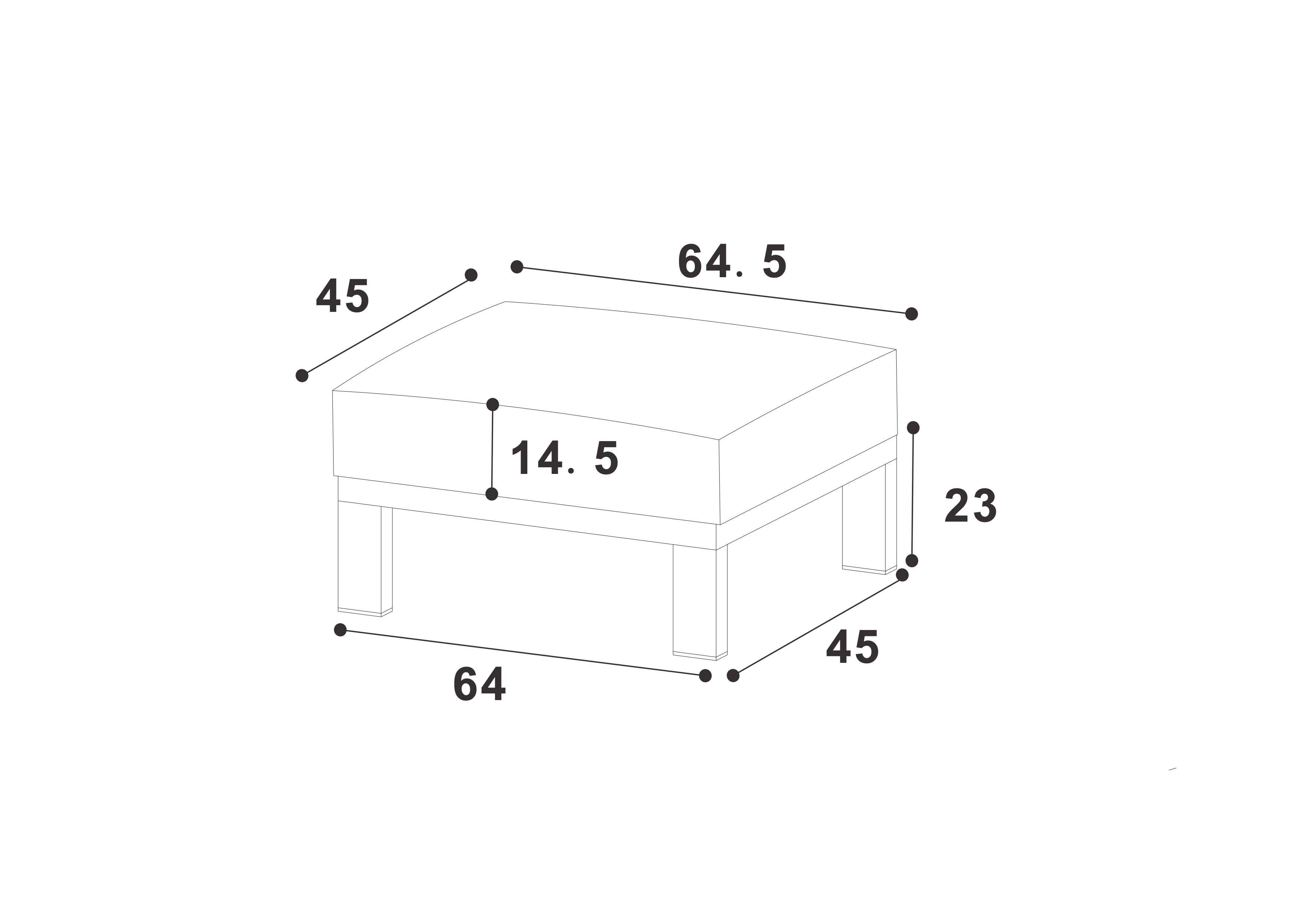 Alora 3 Seat Lounge Set dimensions